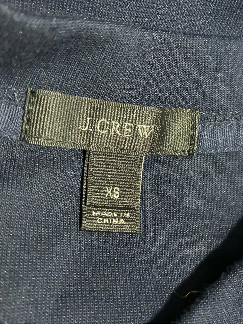J. Crew Navy Blue Crewneck Sweatshirt Sequin-trimmed Hem 3/4 Sleeves XS Preppy